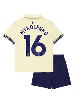 Billige Everton Vitaliy Mykolenko #16 Bortedraktsett Barn 2025-26 Kortermet (+ Korte bukser)